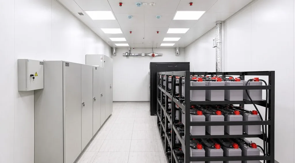 Battery room: modular UPS and lithium-ion battery racks